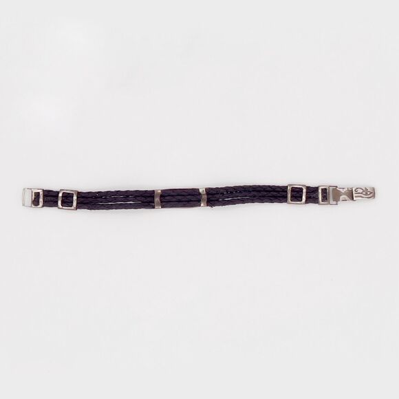 Egyptian Eye of Horus Braided Cord Silver Tone Bracelet - Picture 3 of 3